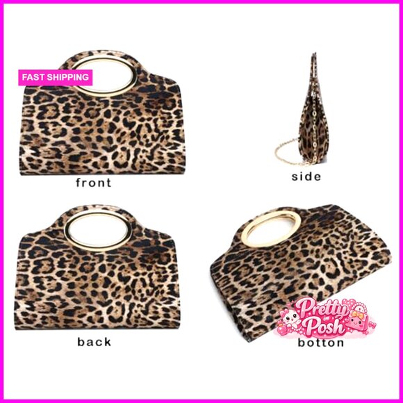 Top Handle Clutch Evening Bag with Detachable Chain Crossbody Purse - Picture 3 of 7